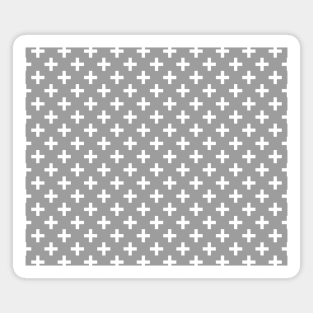 Crosses | Criss Cross | Swiss Cross | Hygge | Scandi | Plus Sign | Gray and White | Magnet